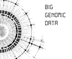 big genomic data visualization - dna test, barcoding, genom map architecture - vector graphic templa