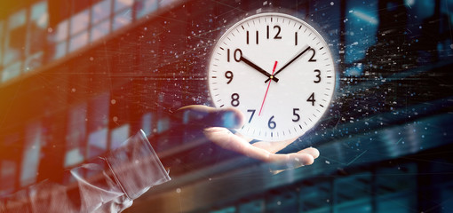 Poster - Man holding a clock timer 3d rendering
