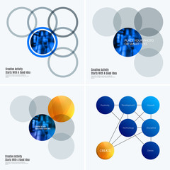 Poster - Abstract design of colourful vector elements for smooth background with round shapes rinds for business partnership collaboration.