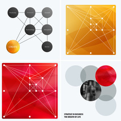 Poster - Abstract design of colourful vector elements for smooth background with round shapes rinds for business partnership collaboration.