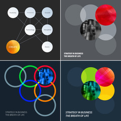 Poster - Abstract design of colourful vector elements for smooth background with round shapes rinds for business partnership collaboration.