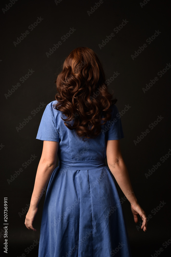 brunette blue dress Modest blue velvet cape gown RACHEL – MYAN ATELIER main image 0