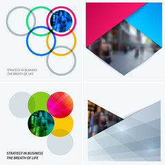 Poster - Abstract design of colourful vector elements for smooth background with round shapes rinds for business partnership collaboration.