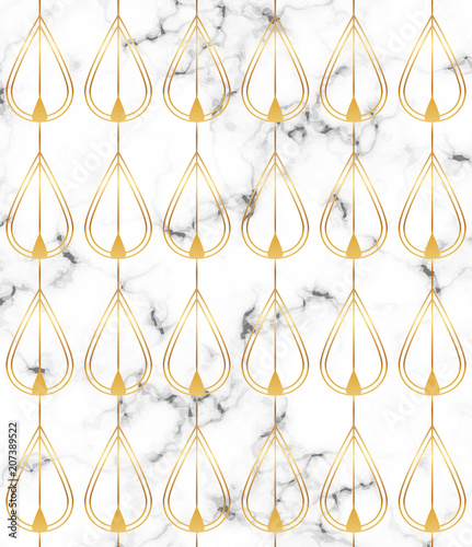 White Marble Texture With Golden Lines Pattern Background For