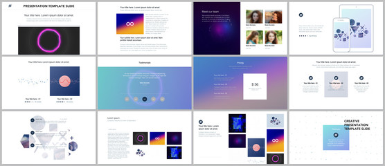 Naklejka na meble Minimal presentations, portfolio templates with abstract colorful infographics, minimalistic design futuristic vector backgrounds. Presentation slides for flyer, leaflet, brochure, cover, report.