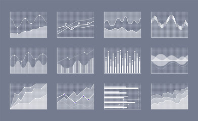 diagram collection on grey vector illustration