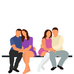 Wall Mural - icon, on white background silhouette of people sitting