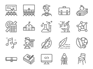 back to school icon set. included the icons as education, study, lectures, course, university, book,