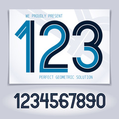Poster - Modern vector rounded digits, trendy numerals made with white lines, can be used as business logo design element