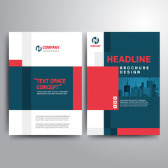 Business brochure template red blue geometric shapes