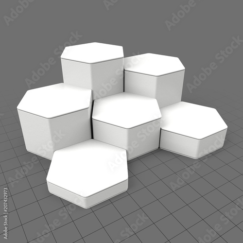 Hexagonal display structure. Buy this stock 3d asset and explore