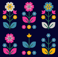 Wall Mural - Retro, traditional floral ornament inspired by Ukrainian and Polish  traditional embroider