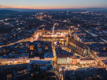 Cracow At Night / Aerial View
