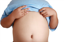 Fat Boy Open Shirt Big Belly Show Because Eat A Lot.