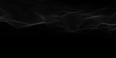 Fototapete - Abstract dots pattern. Dots waves. White dots on a black background. Vector background. Vector illustration