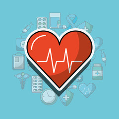 Wall Mural - heartbeat cardio medicine health care vector illustration