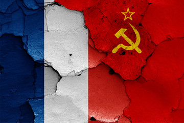 Sticker - flags of France and Soviet Union