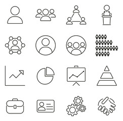 Poster - Human Resources Icons Thin Line Vector Illustration Set