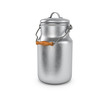 Aluminum milk can. Metal dishes for transporting and preserving milk. 3D illustration
