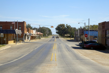 Main street in small rural town, US, 2017.