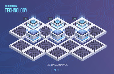 Aufkleber - concept of big data processing, isometric data center, vector information processing and storage. cr