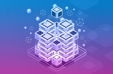 Aufkleber - concept of big data processing, isometric data center, vector information processing and storage. cr