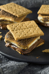 Canvas Print - Homemade Chocolate Smores with Marshmallows