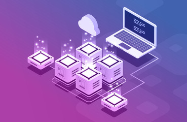 Aufkleber - concept of big data processing, isometric data center, vector information processing and storage. cr