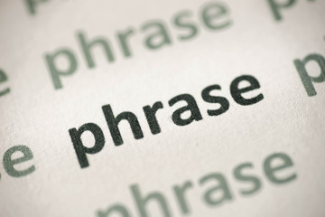 word phrase printed on paper macro