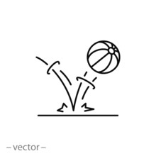 Bounce Ball Icon, Line Sign - Vector Illustration Eps10