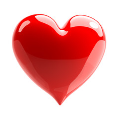 red glossy heart. love symbol. isolated on white background. 3d illustration