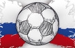 Splatter with Russian Colors and Hand Drawn Soccer Ball Drawing, Vector Illustration