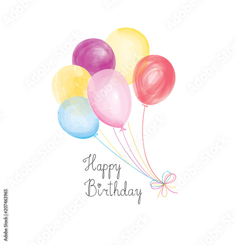 Happy Birthday Greeting Card With Balloons Holiday Party Banner