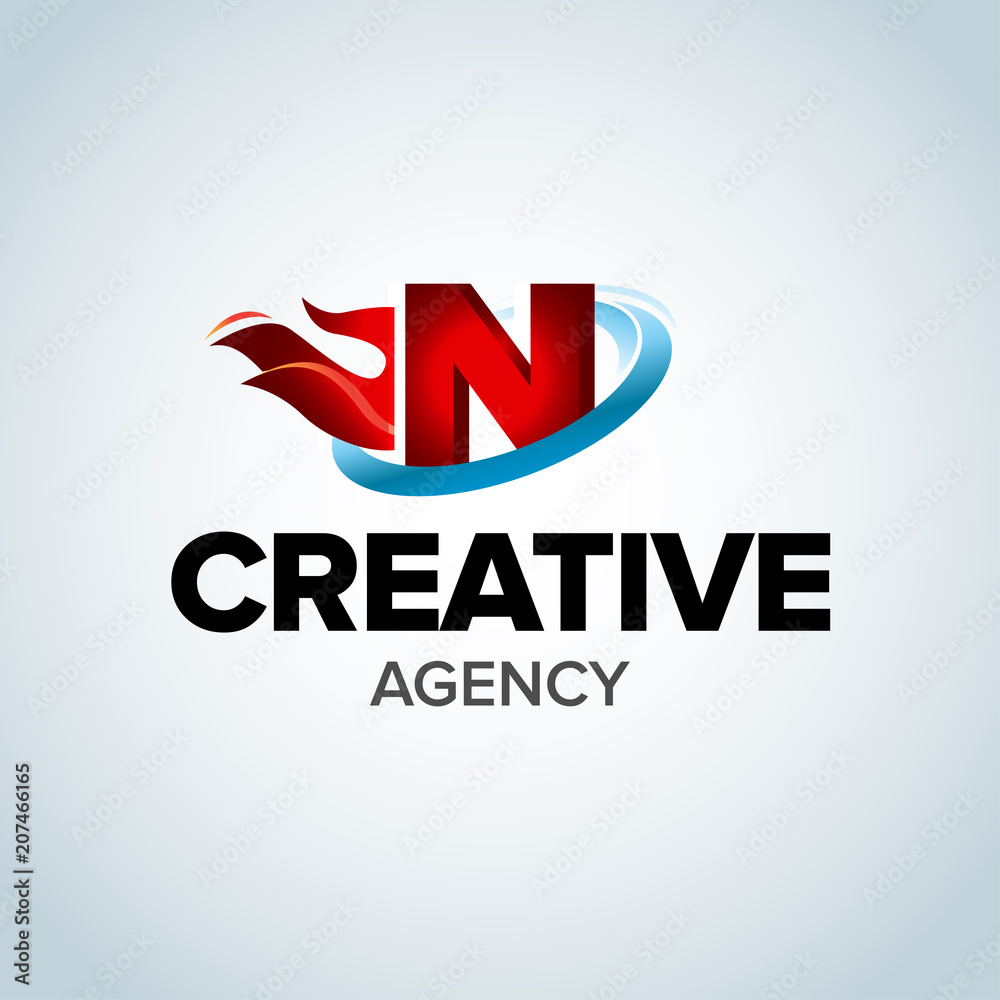 Fire Letter N logo template. Burning flame design element vector ...
