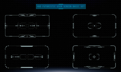 Leinwandbilder - HUD Futuristic Technology Interface Screen Elements Panel Set Vector. Abstract Virtual Cyber Control Display Pack For Game App UI Illustration
