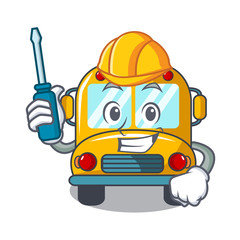 Canvas Print - Automotive school bus mascot cartoon