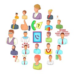 Poster - Hand icons set. Cartoon set of 25 hand vector icons for web isolated on white background