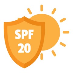 Sticker - Spf 20 uv logo. Flat illustration of spf 20 uv vector logo for web design