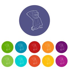 Sticker - Brooding monkey icons color set vector for any web design on white background