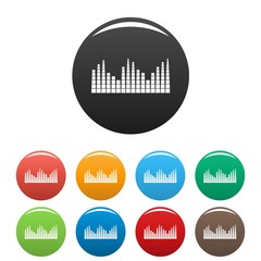 Poster - Equalizer level radio icon. Simple illustration of equalizer level radio vector icons set color isolated on white
