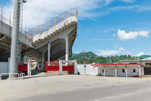 Entrance And Grandstand Of A Polisportivo Stadium Located In The Italian City Of Varese, Used Mainly For The Practice Of Football, With Ticket Office For Distinct (distinti) Grandstand