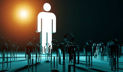 Aufkleber - Leader illuminating a group of people 3D rendering