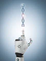 Poster - robot holding dna helix.