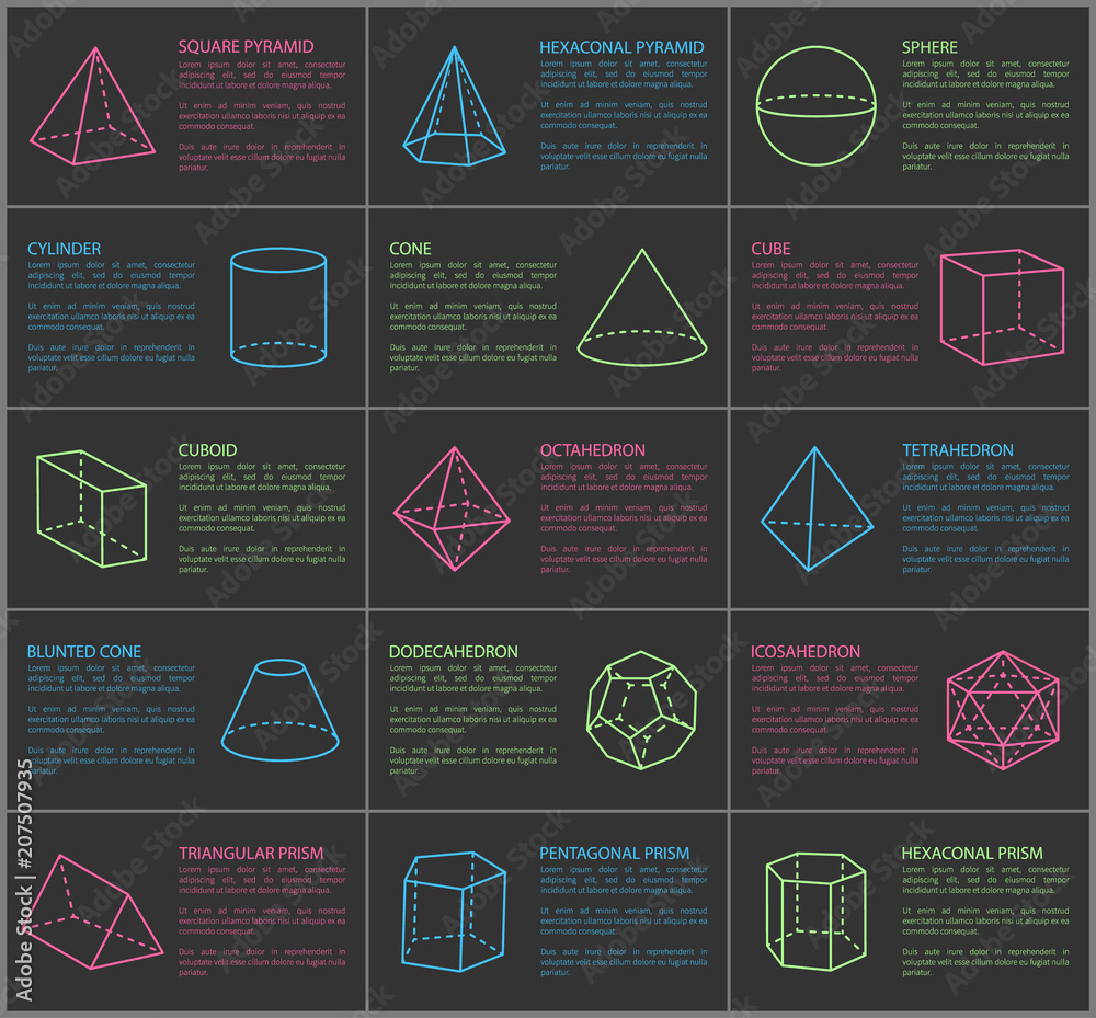 Shapes Collection and Text Vector Illustration Stock Vector | Adobe Stock
