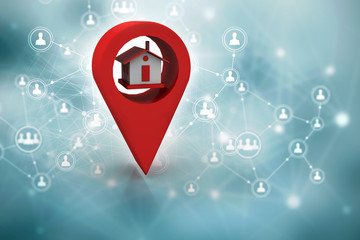 Aufkleber - 3d illustration Search for Property.a Map with Large Red GPS Pointer containing