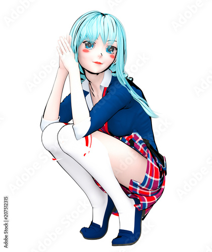 3d Sexy Anime Doll Japanese Anime Schoolgirl Big Blue Eyes And Bright