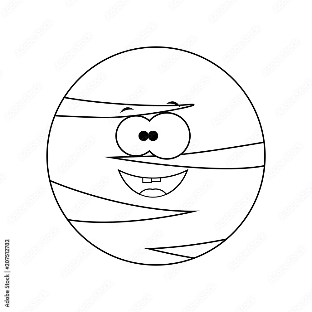 Colorless funny cartoon pluto planet. Vector illustration. Col Stock Vector  | Adobe Stock, image size:1000x1000