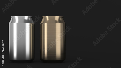 Download Two Small Gold And Silver Aluminum Soda Cans Mockup On Black Background Stock Illustration Adobe Stock