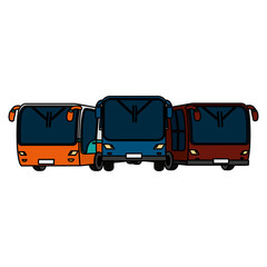 Canvas Print - color front busses transport cities travel