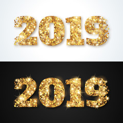 Wall Mural - Happy New Year 2019 Gold